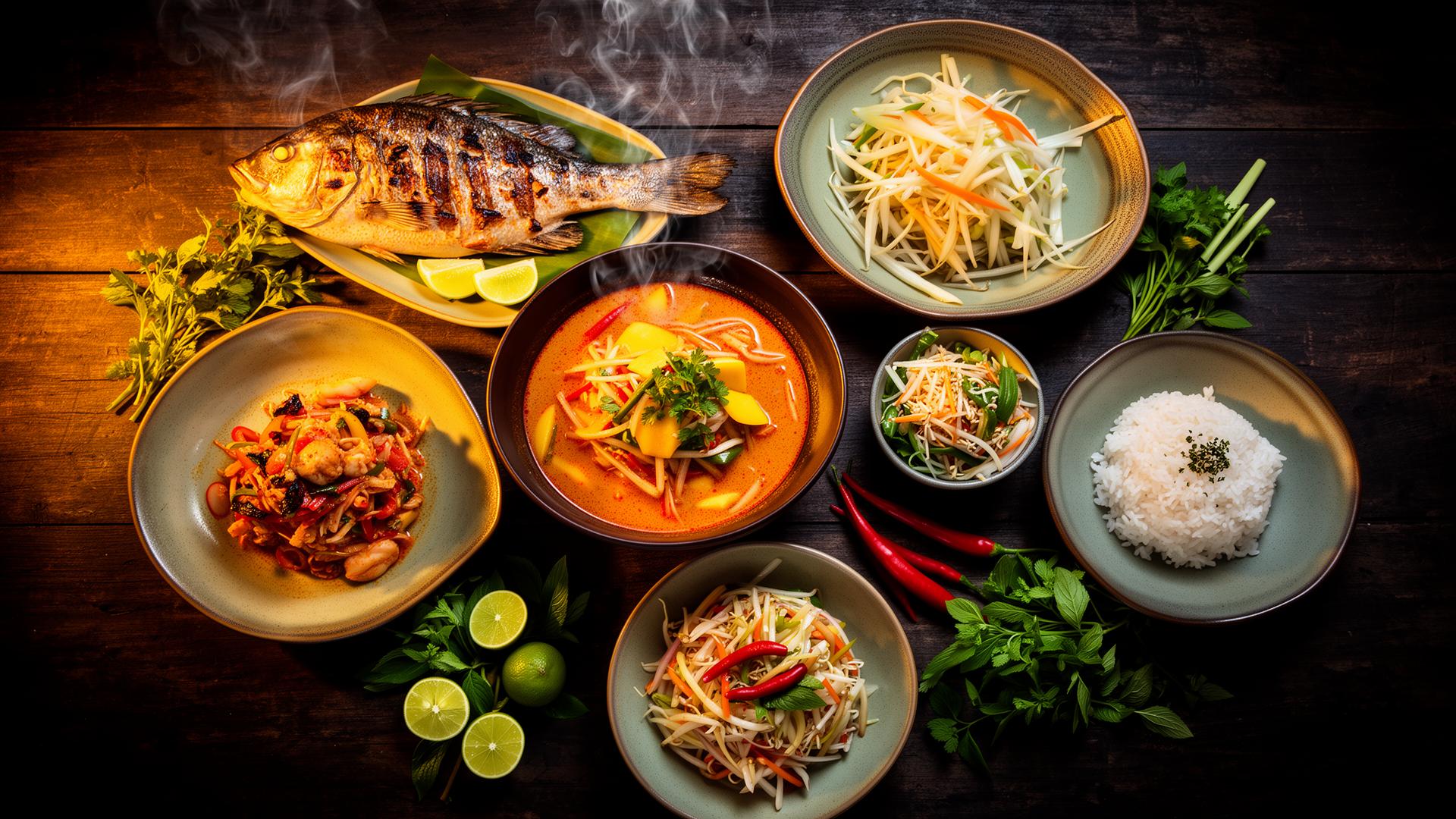 Thai feast spread at Restoran D'Hatyai